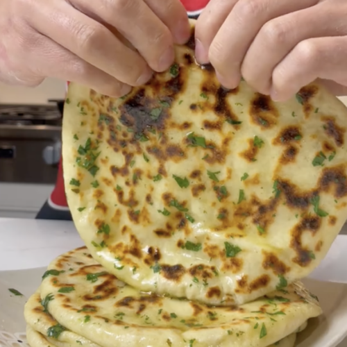 Cheese Stuffed Garlic Naan - Hand Me Downs